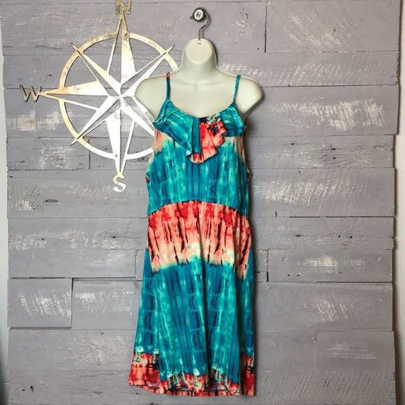 None Dresses & Skirts - Multi colored tye dye spaghetti strap dress